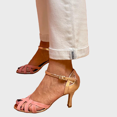 Amandine | Sandales Rosées À Talon Fin